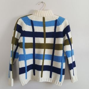 Vintage Wool 1950's 1960's Turtleneck Plaid Sweater